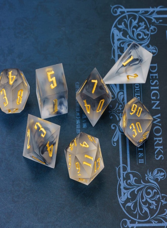 Cusdie Frosted Dice Sharp Edges DND Dice, 7 PCs D&D Dice, Handcrafted Polyhedral Dice Set, for Role Playing Game(Black) - Image 5